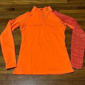 Nike Women’s Pro Combat Orange and Red Long Sleeve Top, Warm, Sz M